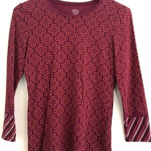 Tory Burch Long Sleves Women's Purple Patterned Top 100% Puma Cotton